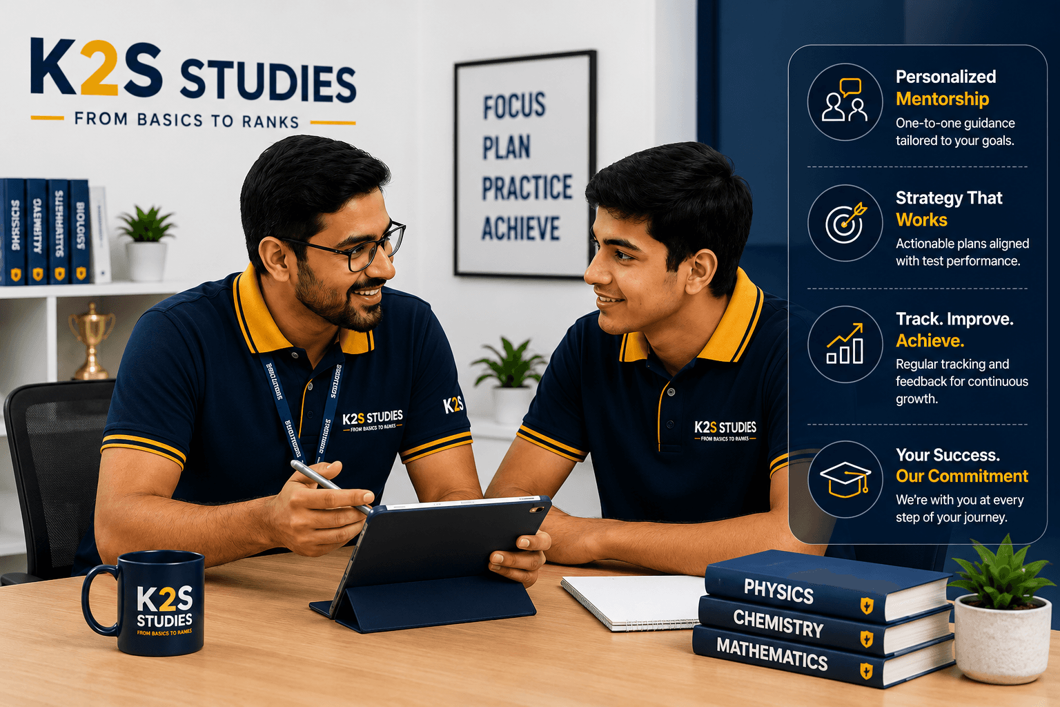K2S personalized mentorship — teacher and student with tailored guidance, strategy, and progress tracking